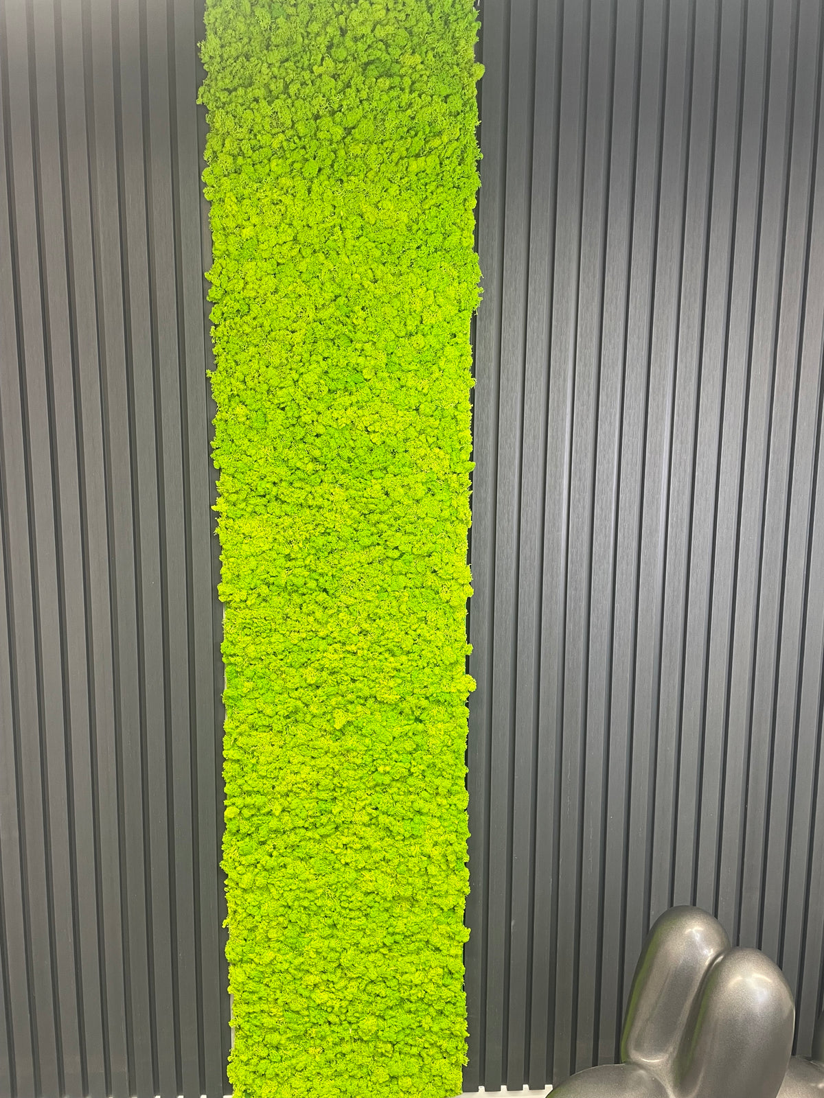 Light green preserved reindeer moss self-adhesive panel, narrow vertical strip