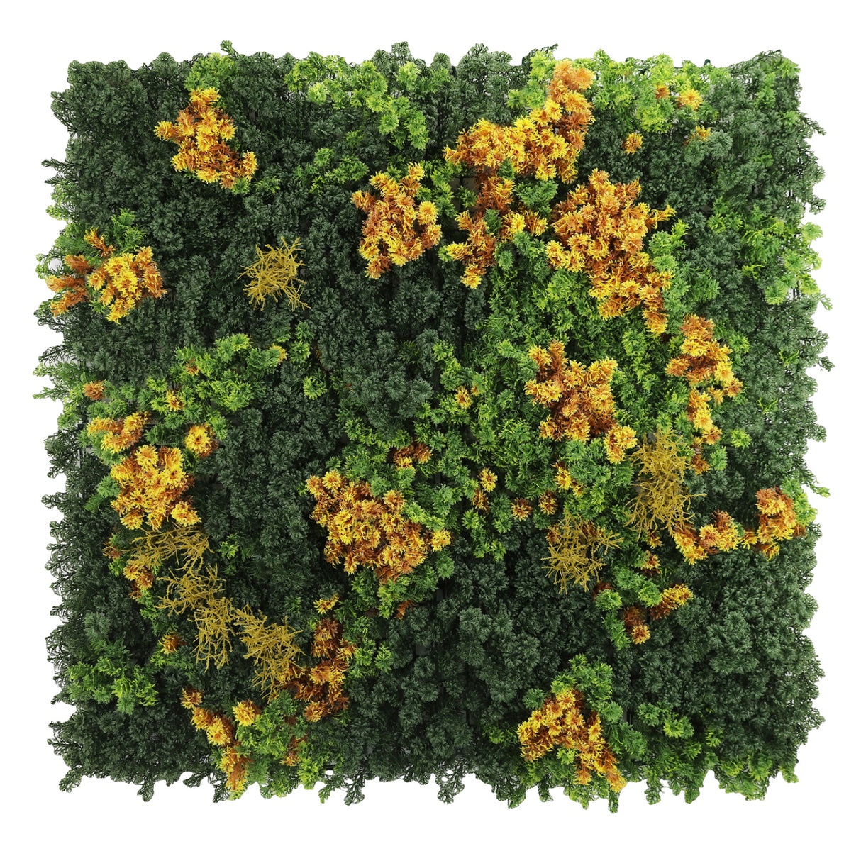 Artificial mixed light dark green & orange moss panel 100x100cm