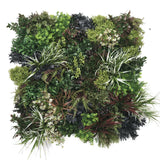 Premium realistic artificial 3D plant wall with green purple red and white foliage 80x80cm - PW01