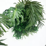 Set of 2 x artificial mixed green foliage art panel