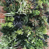 Premium realistic artificial 3D plant wall with green purple red and white foliage 80x80cm - PW01