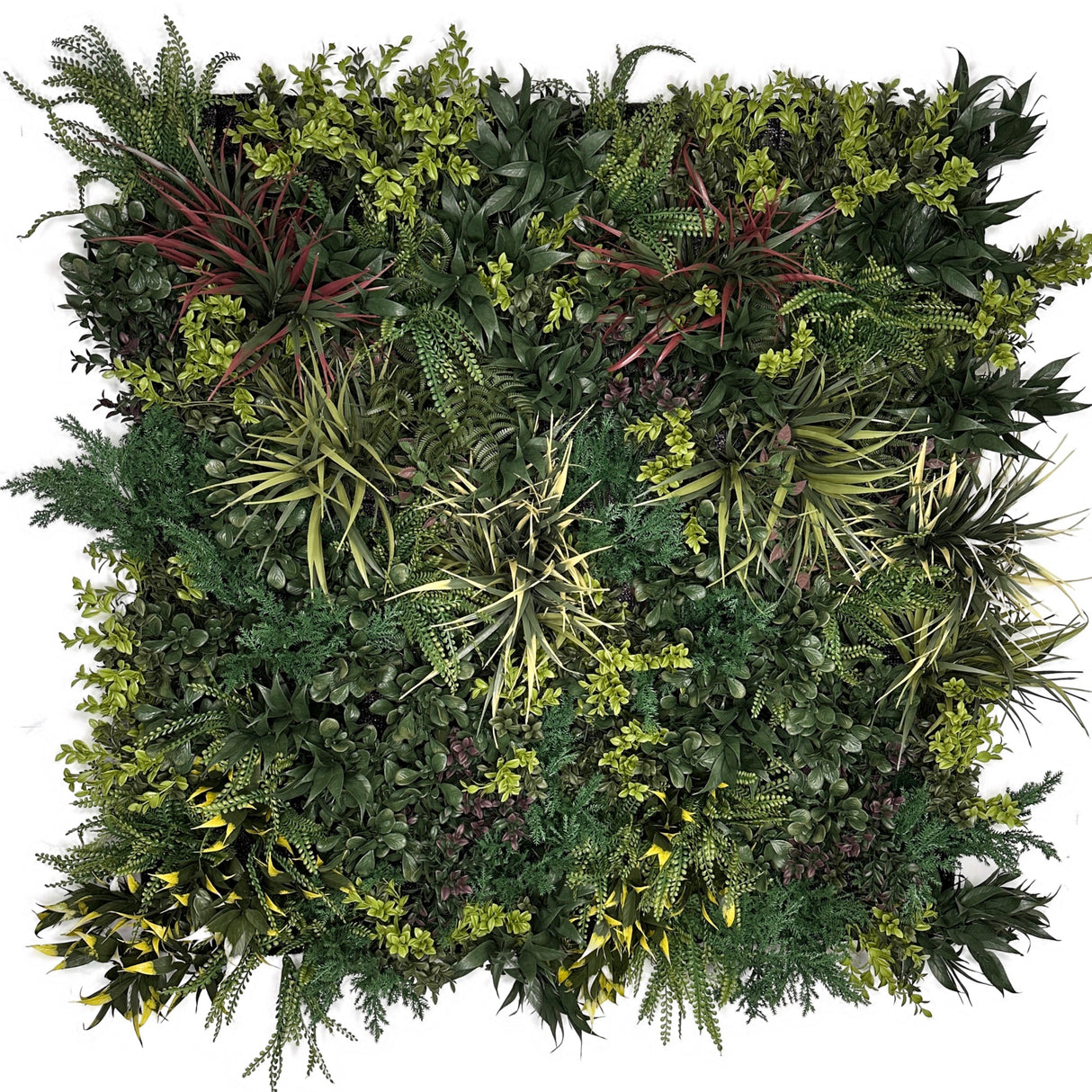 Ultra realistic FR artificial green wall with green yellow red purple and white foliage 100x100cm panel PW38AFR100