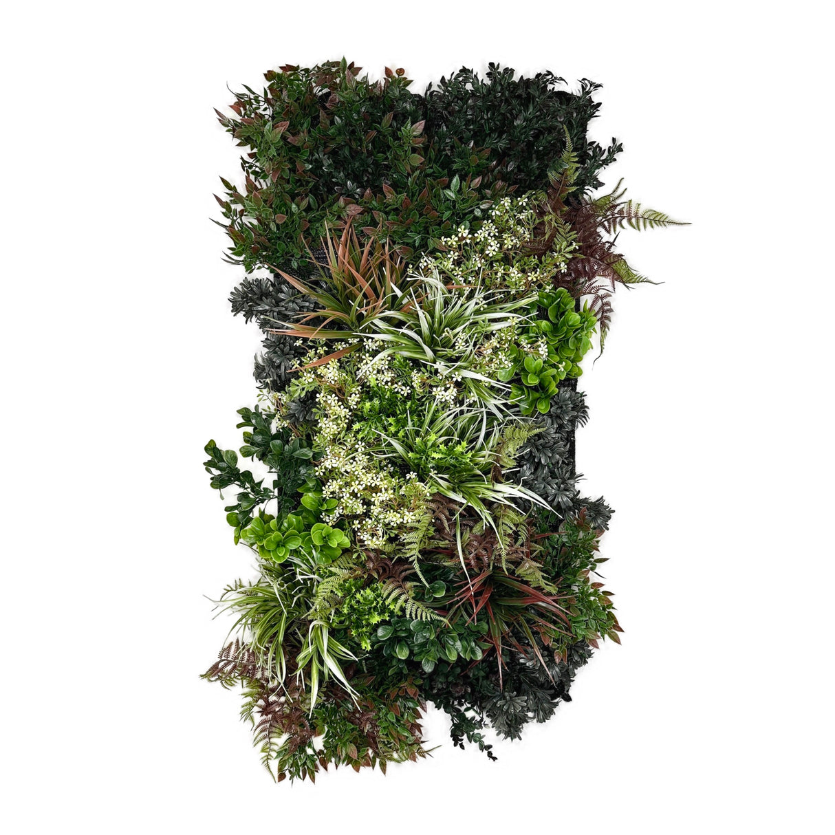 Ultra Realistic 3D combo wall - 3 x 100 x 50CM Artificial 3D plant wall with green purple and white foliage - PW43 combo