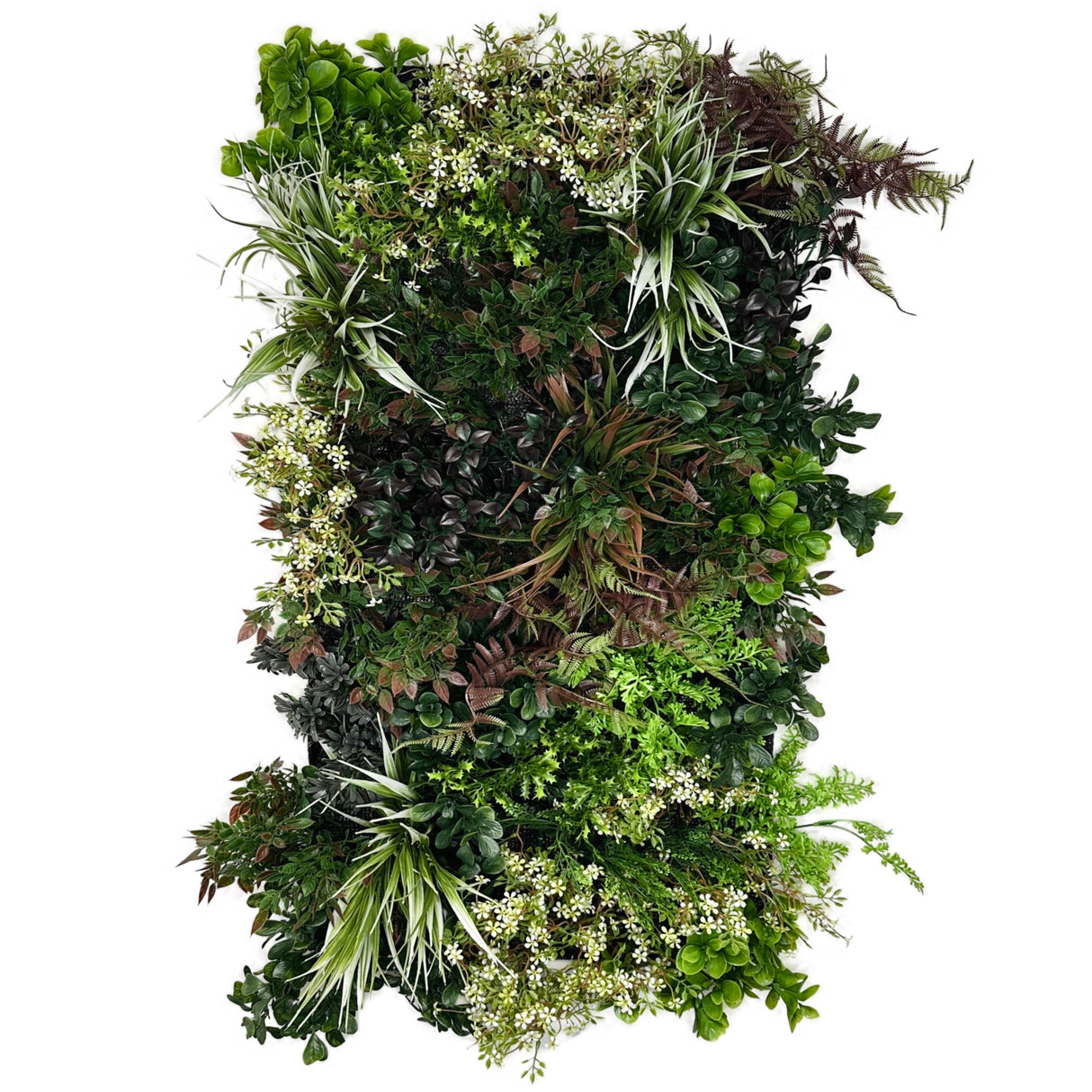 Ultra Realistic 3D combo wall - 3 x 100 x 50CM Artificial 3D plant wall with green purple and white foliage - PW43 combo