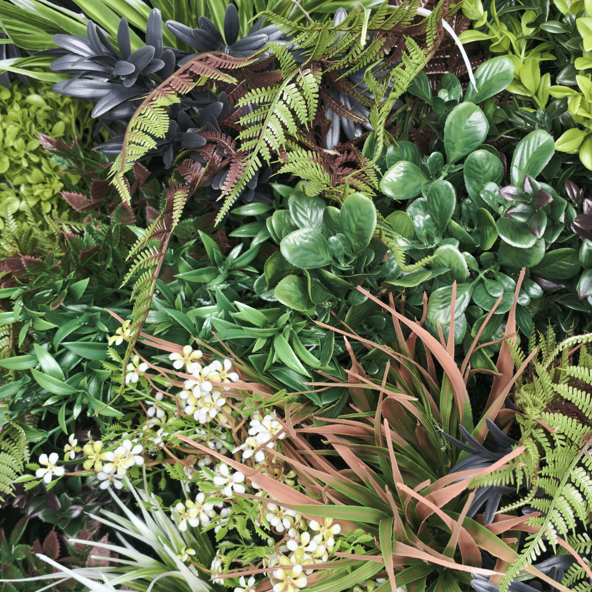 Premium Artificial 3D plant wall FR with green yellow and red foliage - 80x80cm PW61FR