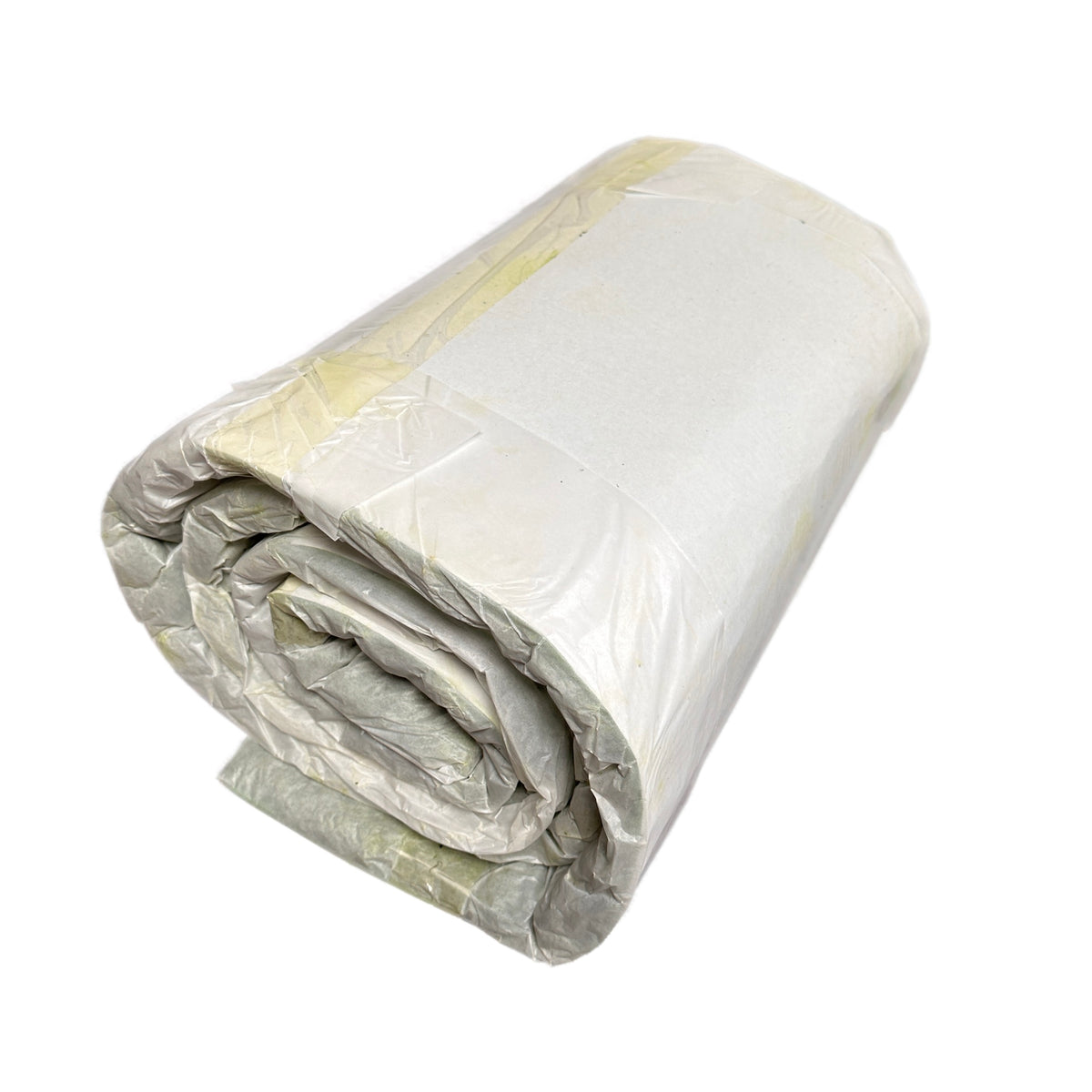 Preserved reindeer moss roll in bright green, wrapped in clear plastic