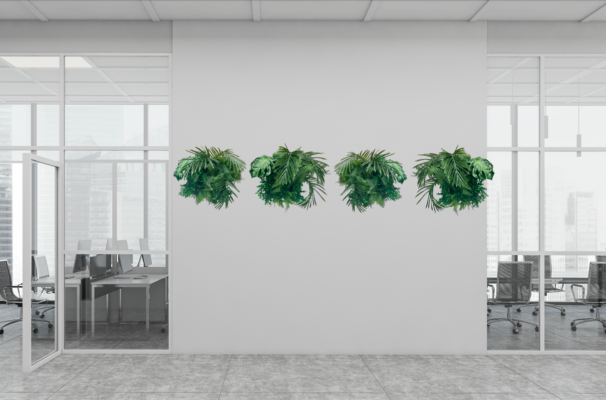 Set of 2 x artificial mixed green foliage art panel