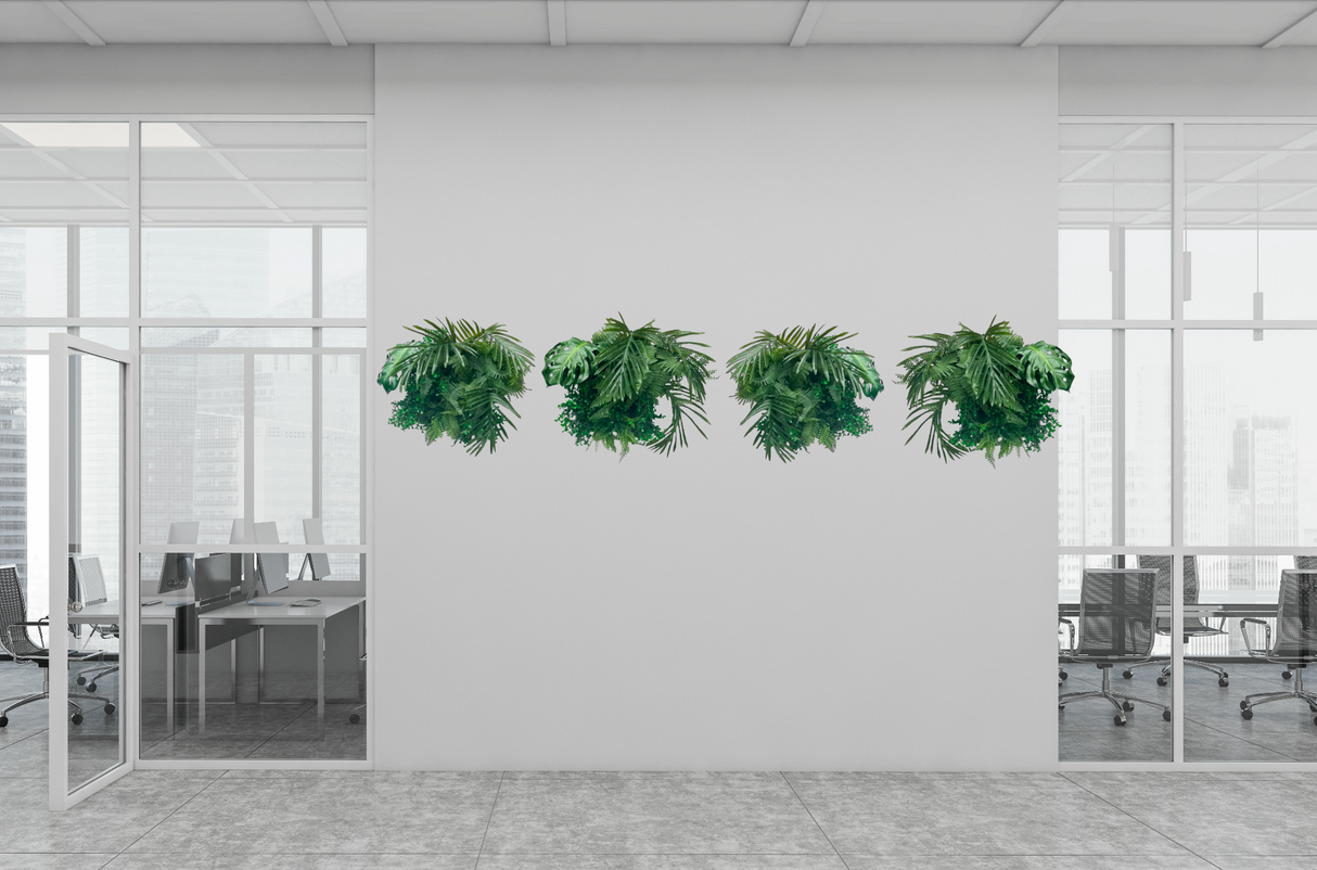 Artificial mixed green foliage with ferns in a hexagon frame