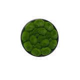 Artificial bun moss wall circular art panel aluminium Black - 30cm