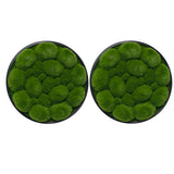 Artificial bun moss wall circular art panel aluminium Black - 30cm x 2