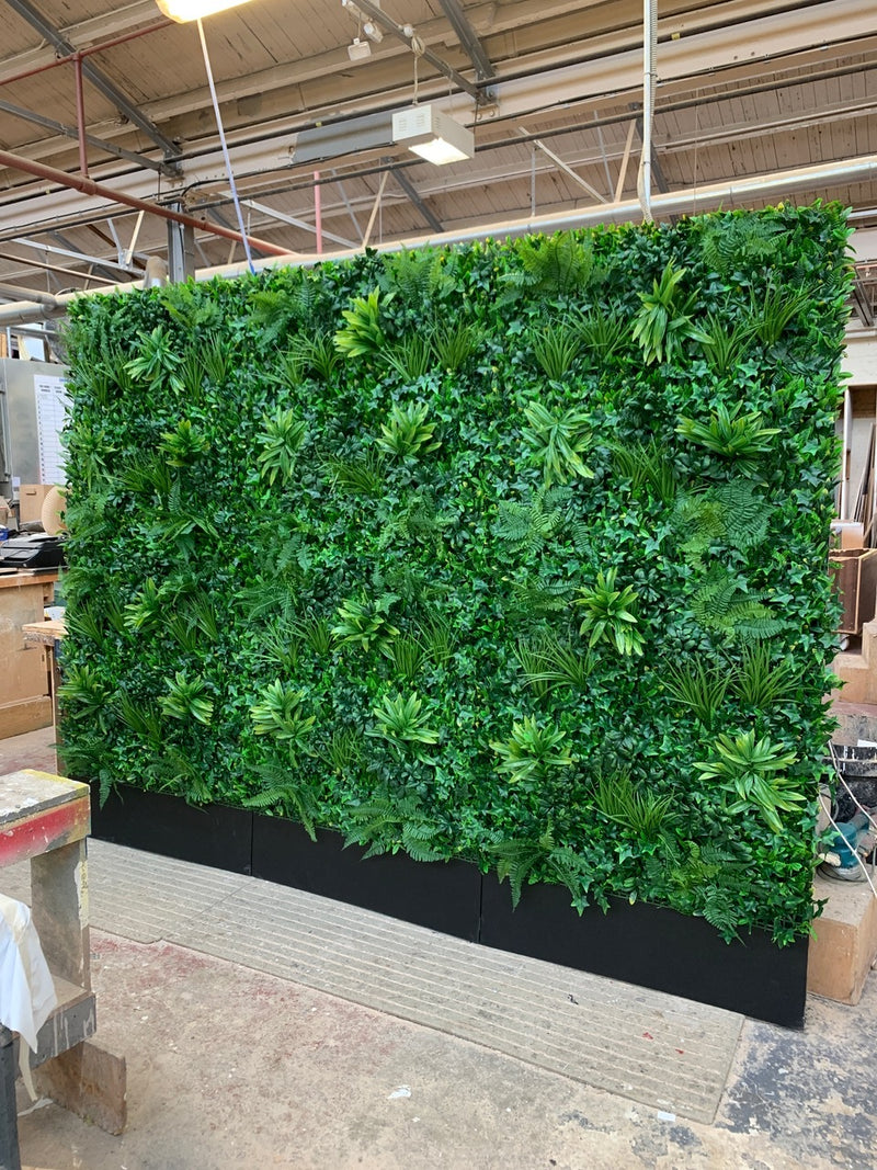 GW41 Artificial green wall mixed plant panel with ferns and grasses 100x100 cm