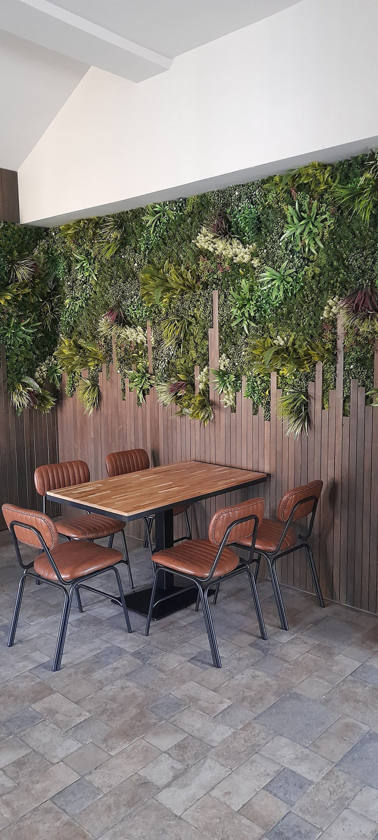 Combo of 3 x Artificial green wall panel with variegated mixed green yellow red orange and white foliage