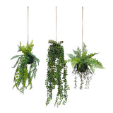 Set of 3 x artificial trailing fern kokedama