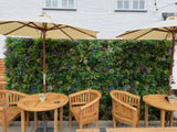 Artificial 3D plant wall with lush dark and light green foliage, yellows  and whites 100x50cm