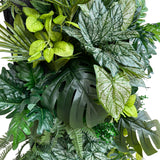Artificial 3D plant wall with tropical light and dark green foliage 100x50cm