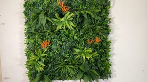 Artificial Tropical green wall with Birds of Paradise 100x100 cm