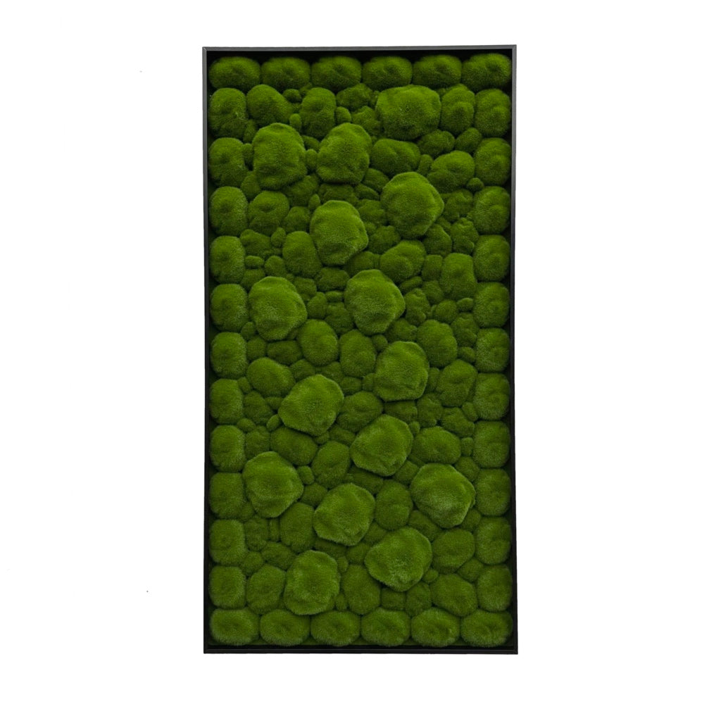 Artificial bun moss wall rectangle art panel black - 100x50cm