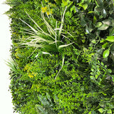 Artificial green wall panel with light and dark green ferns & grasses with yellow & white foliage 100x100 cm