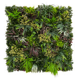 Artificial green wall panel with variegated mixed green red and white foliage 100x100 cm