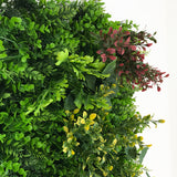 Artificial green wall mixed plant panel with yellow and red foliage 100x100 cm