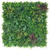 Artificial green wall mixed plant panel with yellow and red foliage 100x100 cm