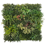 Combo of 3 x Artificial green wall panel with variegated mixed green yellow red orange and white foliage