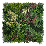 Combo of 3 x Artificial green wall panel with variegated mixed green red and white foliage