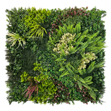 Combo of 3 x Artificial green wall panel with variegated mixed green red and white foliage