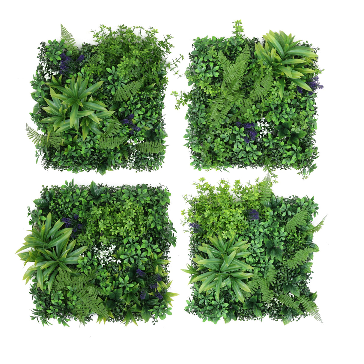 GW37 Artificial green wall panel with ferns small yellow leaves and oyster plants 100x100 cm