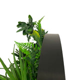 Artificial outdoor green foliage wall circular art panel  80 cm black aluminium