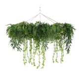 Artificial 3D hanging raft with lush green foliage and trailing plants 100x50cm ceiling or wall