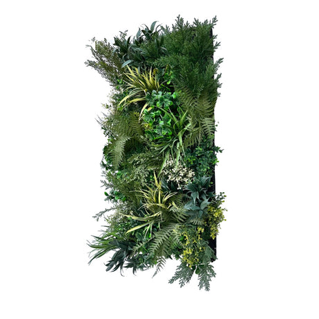 Artificial 3D plant wall with lush green with yellow and white foliage 100x50cm