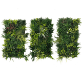 3D combo wall - 3 x Artificial 3D plant wall with green with yellow red purple and white foliage 100x50cm