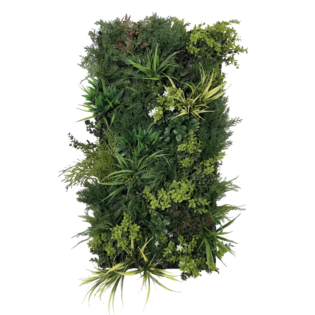 Combo panel C - Artificial 3D plant wall with green with yellow red purple and white foliage 100x50cm