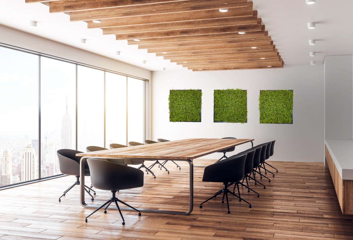 Artificial twig moss wall square art panel MDF black - 50cm