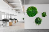 Artificial green foliage wall circular art panel MDF 80 cm black