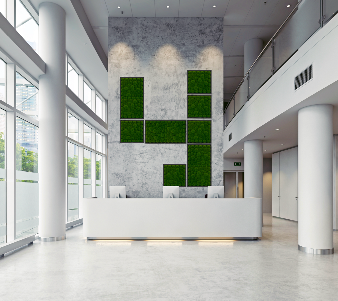 Artificial bun moss wall rectangle art panel black aluminium - 100x50cm