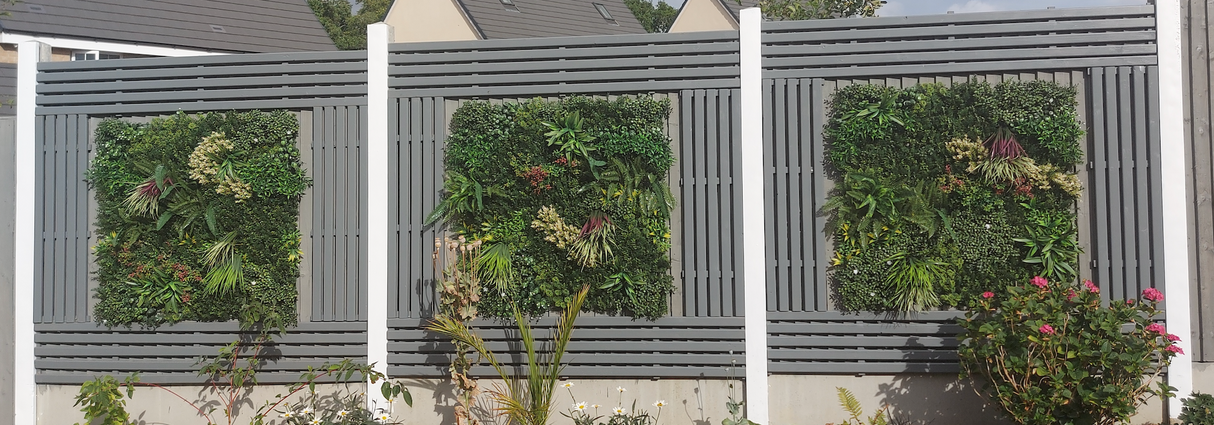 Combo of 3 x Artificial green wall panel with variegated mixed green yellow red orange and white foliage