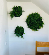 Artificial green foliage wall circular art panel MDF 50 cm black