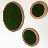 Artificial lumpy moss circular art panel GRP bronze finish