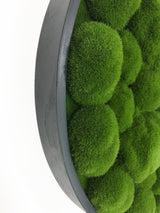 Artificial bun moss wall circular art panel aluminium Black - 50cm