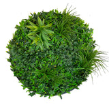 Artificial green foliage wall circular art panel MDF 80 cm black