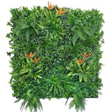 Artificial Tropical green wall with Birds of Paradise 100x100 cm
