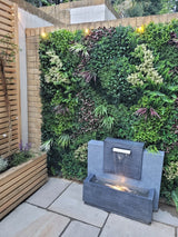 Combo of 3 x Artificial green wall panel with variegated mixed green red and white foliage