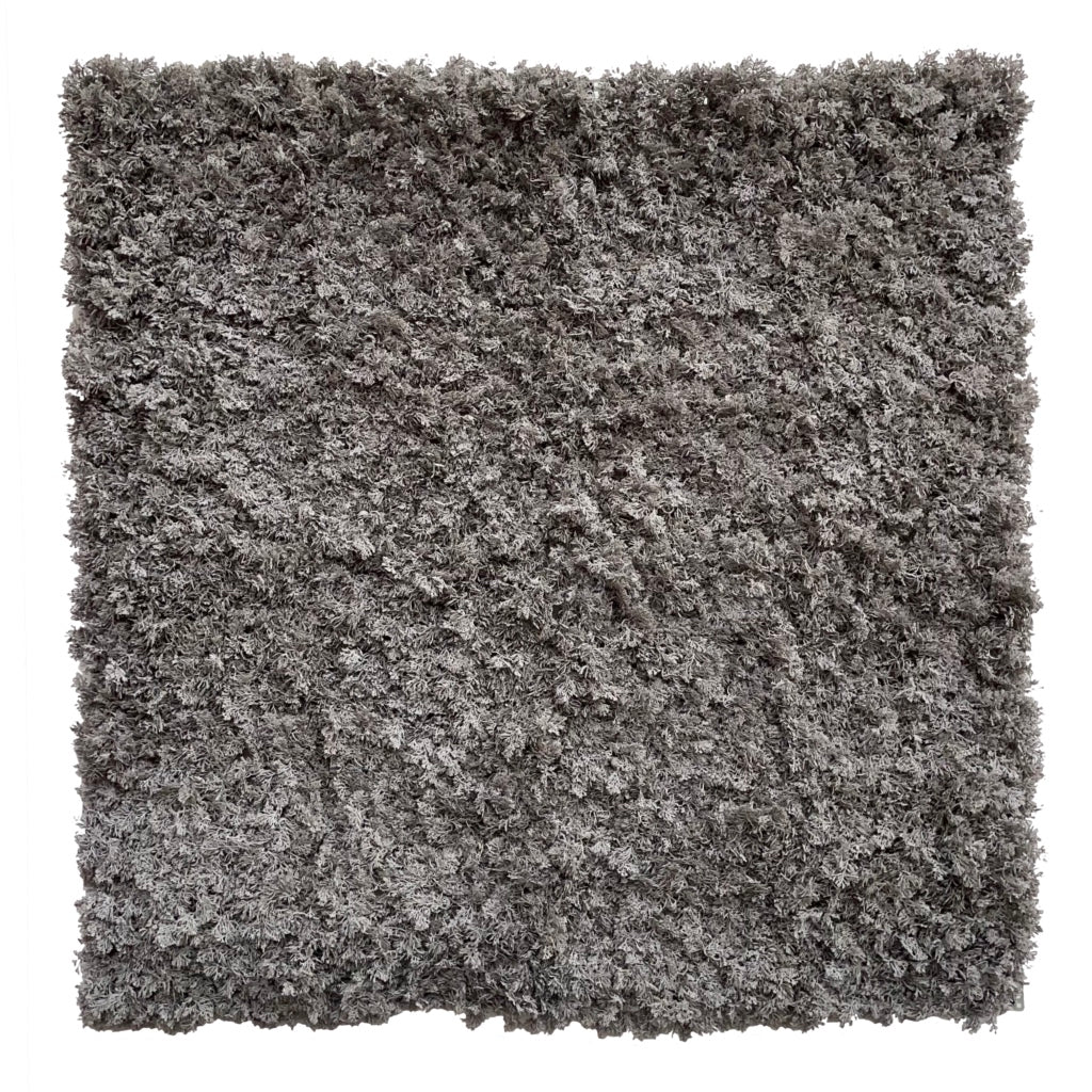 Grey artificial reindeer moss panel square, dense textured surface