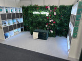 Artificial green wall mixed plant panel with ferns and grasses & red anthuriums 100x100 cm